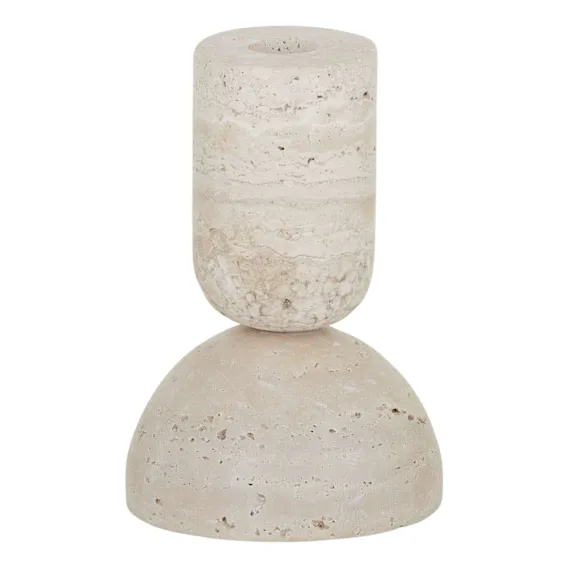 Len Candleholder 10x15cm in Travertine