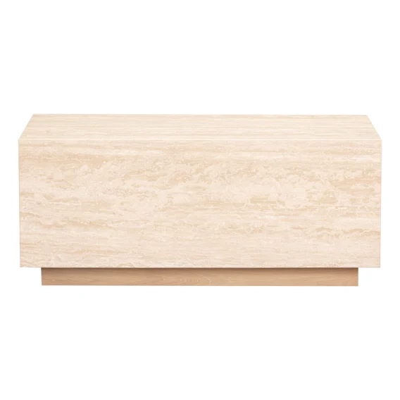 Leola Rectangle Coffee Table 90 x 50cm in Italian Travertine / Sandblast Oak
