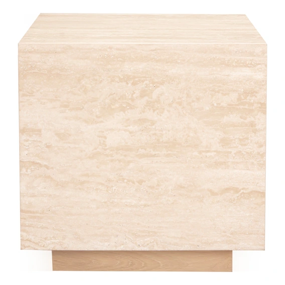 Leola Square Side Table 50cm in Italian Travertine / Sandblast Oak