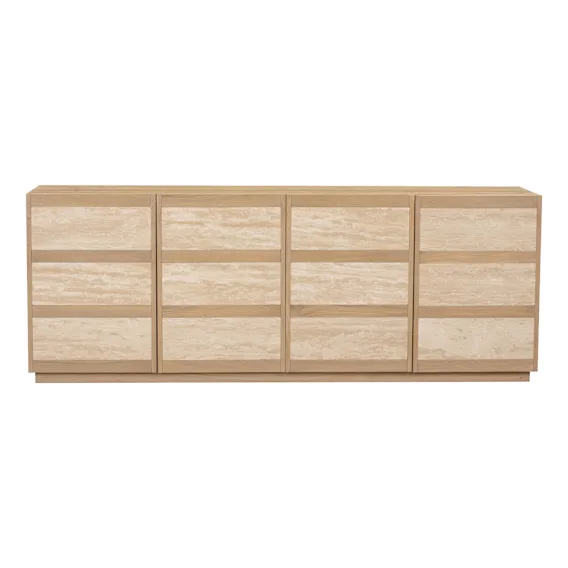 Leola Buffet 200cm in Italian Travertine / Sandblast Oak