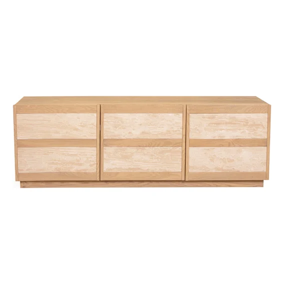 Leola Entertainment Unit 160cm in Italian Travertine / Sandblast Oak