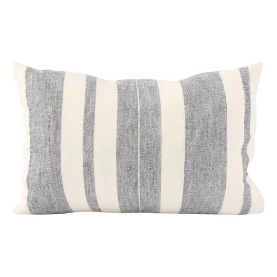 Lido Feather Fill Cushion 40x60cm in White/Navy