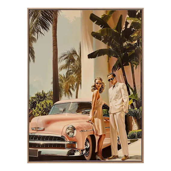 Linen Blush Box Framed Canvas in 63 x 93cm