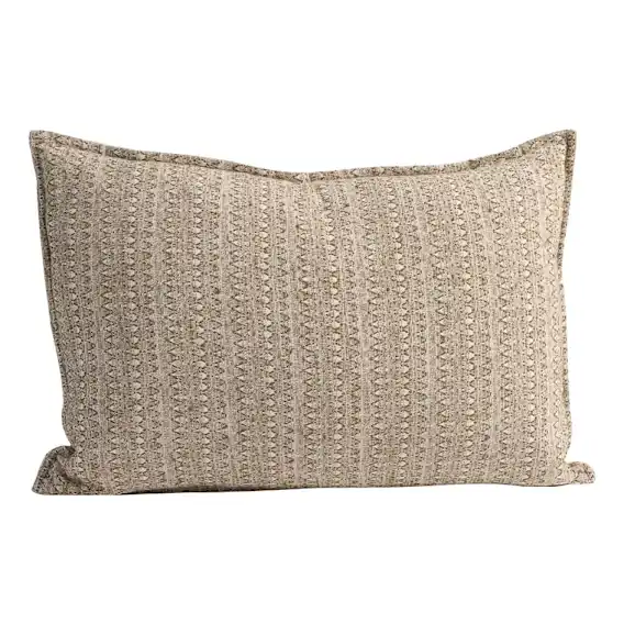 Lowan Feather Fill Cushion 40x60cm in Natural/Chocolate