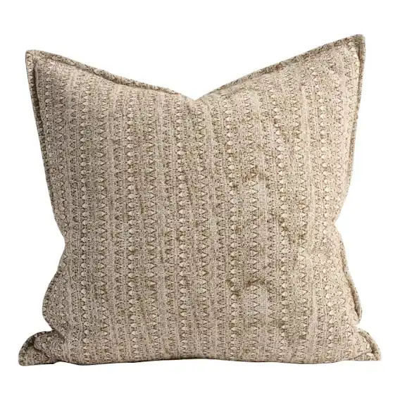 Lowan Feather Fill Cushion 50x50cm in Natural/Chocolate