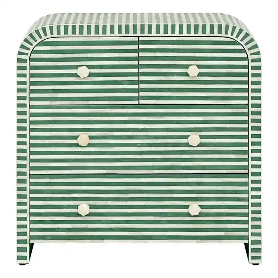 Lotus Dresser in Resin Green / Bone Inlay White