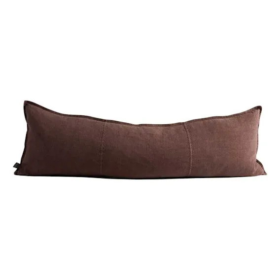 Luca Feather Fill Lumbar Cushion in 120x40cm in Chocolate