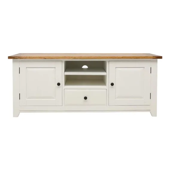 Mango Creek Entertainment Unit 160cm in Clear Lacquer / White