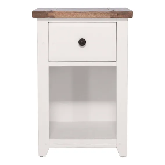 Mango Creek Bedside Table in Clear Lacquer / White