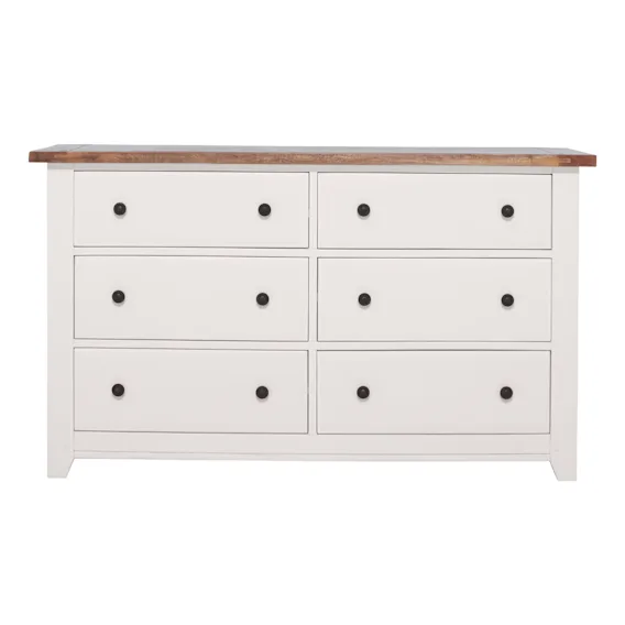 Mango Creek 6 Drawer Dresser in Clear Lacquer / White
