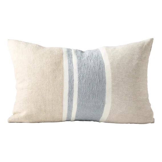Magnus Feather Fill Cushions 60x40cm in Natural / Blue
