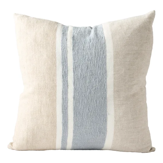 Magnus Feather Fill Cushion 50x50cm in Natural / Blue