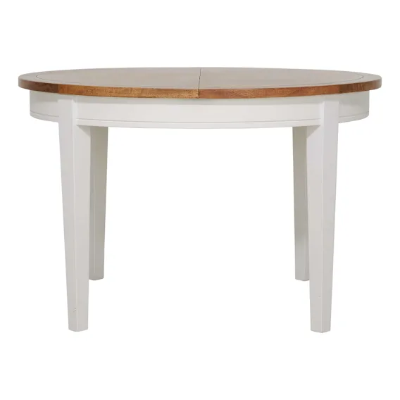 Mango Creek Round Extension Dining Table 100-140cm in Mangowood White / Clear  Lacquer