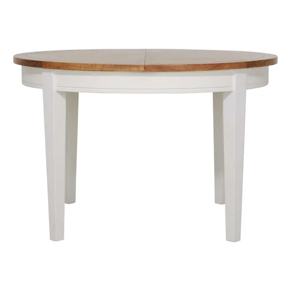 Mango Creek Round Extension Dining Table 100-140cm in Mangowood White / Clear