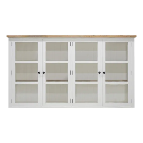 Mango Creek Hutch for 4 Door Buffet in Clear Lacquer / White