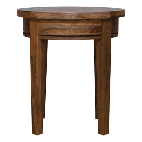 Mango Creek Round Side Table 50cm in Rustic Chocolate