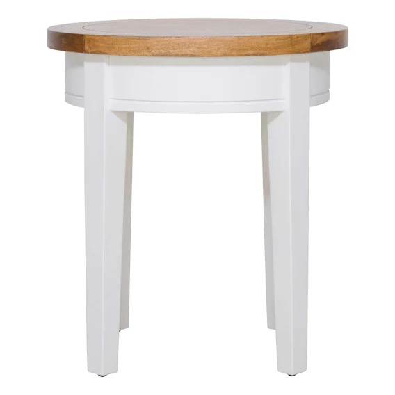 Mango Creek Round Side Table 50cm in White / Clear