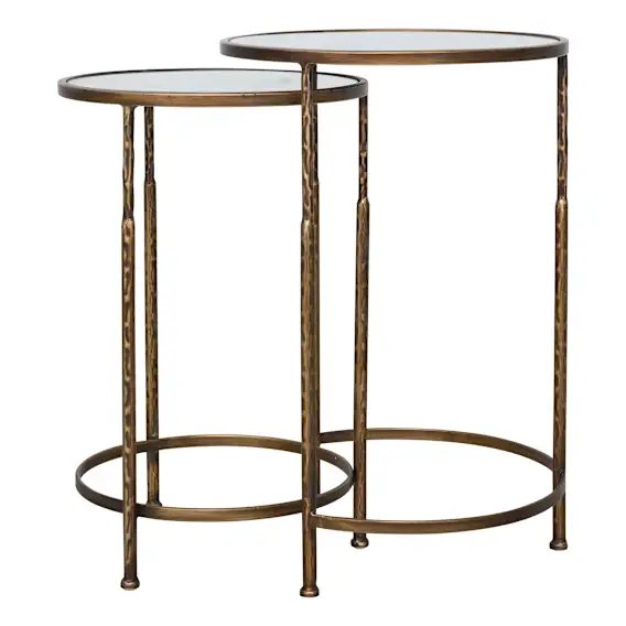 Mackenzie Nest of Tables in Iron / Mirror Antique Gold