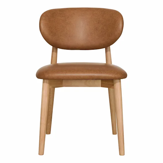 Malfa Dining Chair in Urbane Leather Light Brown / Clear