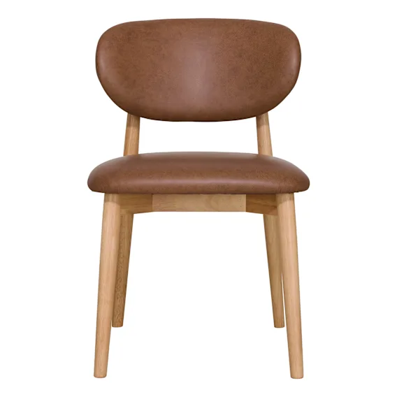 Malfa Dining Chair in Urbane Leather Dark Brown / Clear