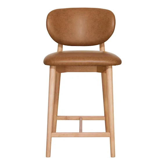 Malfa Bar Chair in Urbane Leather Light Brown / Clear