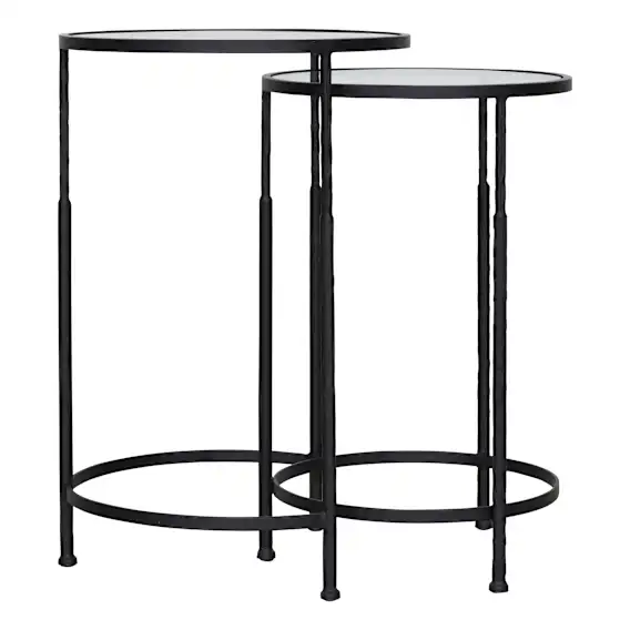 Mackenzie Nest of Tables in Iron / Mirror Black