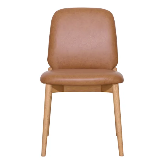 Matteo Dining Chair in Urbane Leather Light Brown / Oak