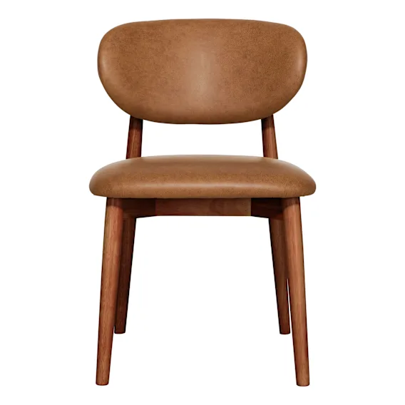 Malfa Dining Chair in Urbane Leather Light Brown / Blackwood Stain