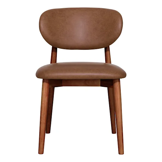 Malfa Dining Chair in Urbane Leather Dark Brown / Blackwood Stain
