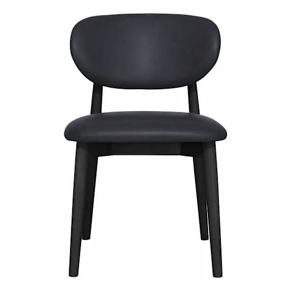 Malfa Dining Chair in Leather Black /  Black