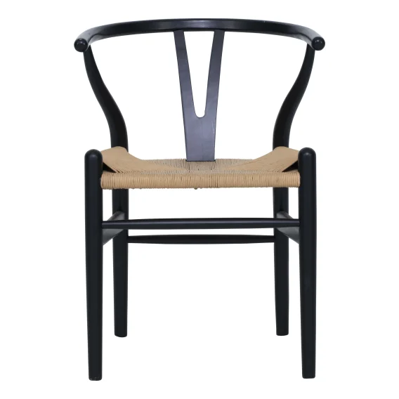 Megs Wishbone Dining Chair in Black / Natural Seat