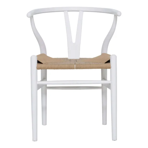 Megs Wishbone Dining Chair in White / Natural Seat