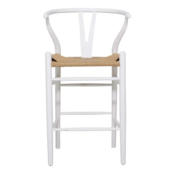 Megs Bar Chair in White / Natural Seat