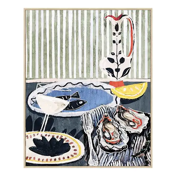 Medit. Dinner Party Box Framed Canvas in 82 x 102cm