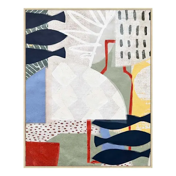 Medit. Collage Box Framed Canvas in 82 x 102cm