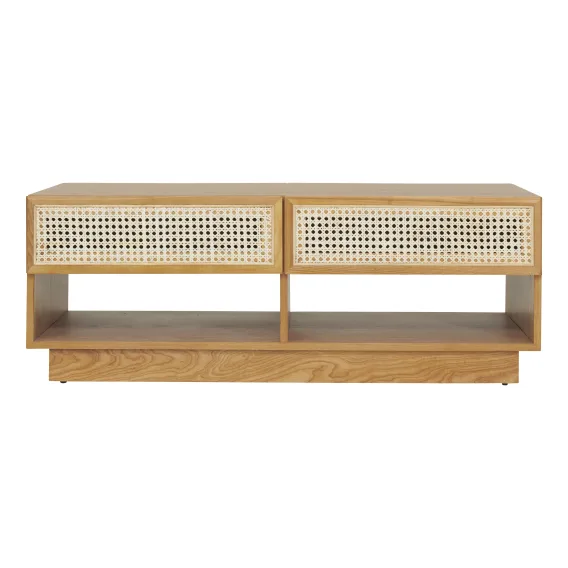 Mira Coffee Table 120cm in Rattan Clear Lacquer