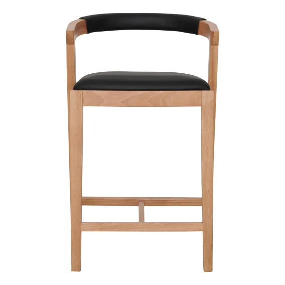Milan Bar Chair in Leather Black / Clear