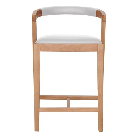 Milan Bar Chair in Leather White / Clear