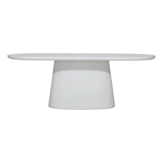 Miami Oval Dining Table 220cm in Rendered Concrete White