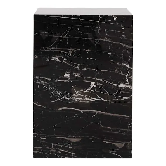 Mia Cube Side Table 33x48cm in Black Marble