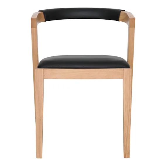 Milan Dining Chair in Leather Black / Clear