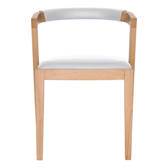 Milan Dining Chair in Leather White / Clear