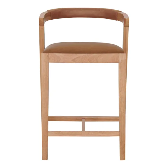 Milan Bar Chair in Urbane Leather Light Brown / Clear