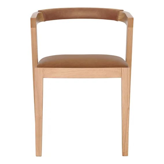 Milan Dining Chair in Urbane Leather Light Brown / Clear