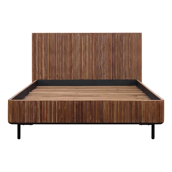 Monaco Queen Bed Frame with High Headboard in Reclaimed Teak