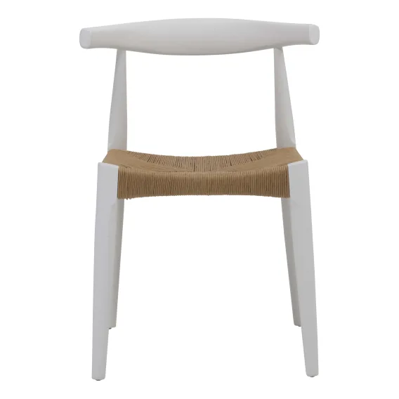 Newport Dining Chair in White / Natural Seat