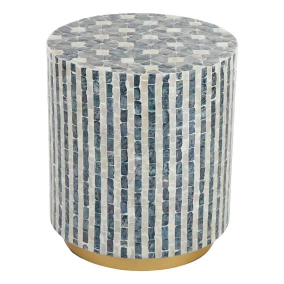 Nya Decorative Stool in Blue / Ivory