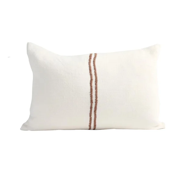 Orion Feather Fill Cushion 40x60cm in Off White/Chocolate