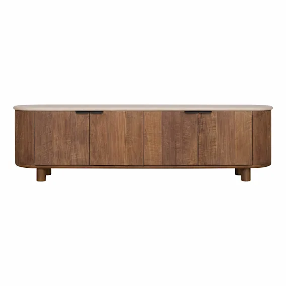Osman Entertainment Unit 200cm in Concrete Render Mocha / Reclaimed Teak