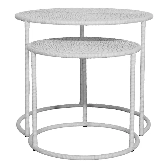 Owen Nest of Tables in White Rattan